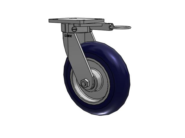 110 Series Kingpinless Top Plate Swivel Caster with 8 x 2 Blue Tread on Aluminum Core UA - Magnum Polyurethane (Aluminum Core) Wheel