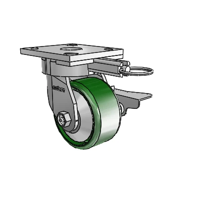 4 Series Kingpinless Casters Top Plate Swivel Caster with 4 x 2 Cast Iron wheel and Side Lock Brake