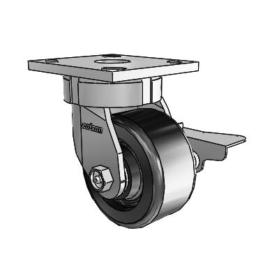4 Series Kingpinless Casters Top Plate Swivel Caster with 4 x 2 Phenolic wheel and Side Lock Brake