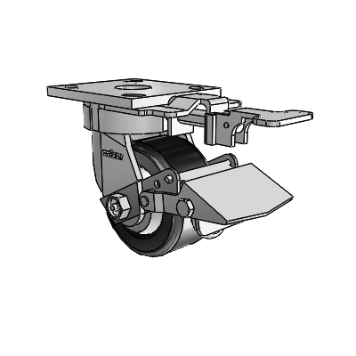 4 Series Kingpinless Casters Top Plate Swivel Caster with 4 x 2 Phenolic wheel and Tread Lock Brake