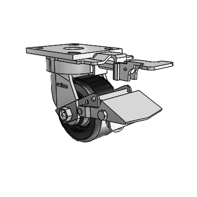 4 Series Kingpinless Casters Top Plate Swivel Caster with 4 x 2 Phenolic wheel and Tread Lock Brake