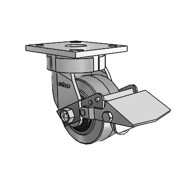 4 Series Kingpinless Casters Top Plate Swivel Caster with 4 x 2 Performa Rubber (Flat/Conductive) wheel and Tread Lock Brake
