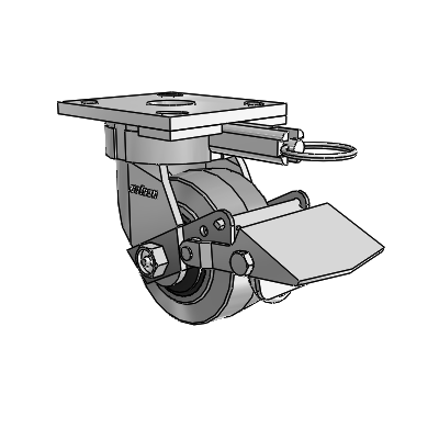 4 Series Kingpinless Casters Top Plate Swivel Caster with 4 x 2 Performa Rubber (Flat/Conductive) wheel and Tread Lock Brake