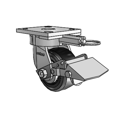 4 Series Kingpinless Casters Top Plate Swivel Caster with 4 x 2 Trans-forma LT (Flat) wheel and Tread Lock Brake