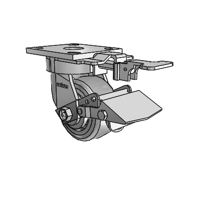 4 Series Kingpinless Casters Top Plate Swivel Caster with 4 x 2 Trans-forma (Flat) wheel and Tread Lock Brake