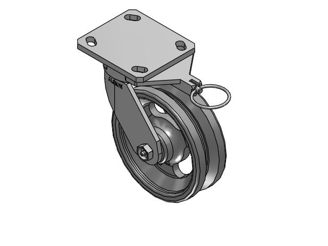 110 Series Kingpinless Top Plate Swivel Caster with 6 x 2 Silver Enamel Paint VG - Cast Iron V-Groove Wheel