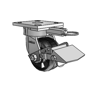 4 Series Kingpinless Casters Top Plate Swivel Caster with 4 x 2 Maxim wheel and Tread Lock Brake