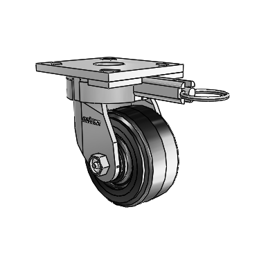 4 Series Kingpinless Casters Top Plate Swivel Caster with 4 x 2 MR - Moldon Rubber (Cast Iron Core) wheel