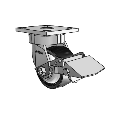 4 Series Kingpinless Casters Top Plate Swivel Caster with 4 x 2 Polyolefin wheel and Tread Lock Brake