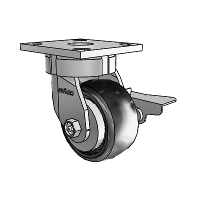 4 Series Kingpinless Casters Top Plate Swivel Caster with 4 x 2 Endura Solid Elastomer wheel and Side Lock Brake