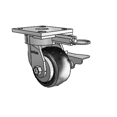 4 Series Kingpinless Casters Top Plate Swivel Caster with 4 x 2 Endura Solid Elastomer wheel and Side Lock Brake