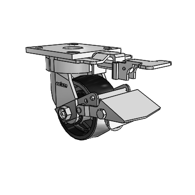 4 Series Kingpinless Casters Top Plate Swivel Caster with 4 x 2 Polyolefin wheel and Tread Lock Brake
