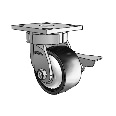 Roulettes sans pivot de la série 4 – Roulette pivotante à plaque supérieure avec 4 roues en polyoléfine de 2 et frein à blocage latéral