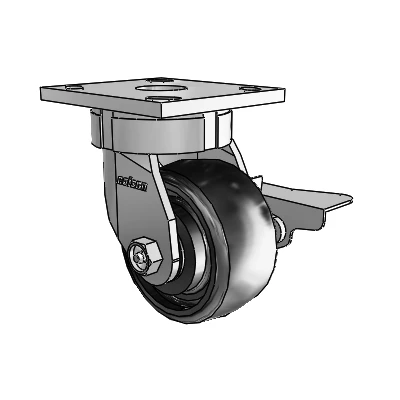 4 Series Kingpinless Casters Top Plate Swivel Caster with 4 x 2 Endura Solid Elastomer wheel and Side Lock Brake