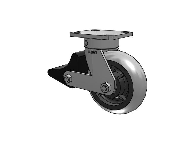 110 Series Kingpinless Top Plate Swivel Caster with 6 x 2 Grey Tread on Grey Core XP - X-treme Plus Solid Polyurethane Wheel and Poly Lock Integrated Brake
