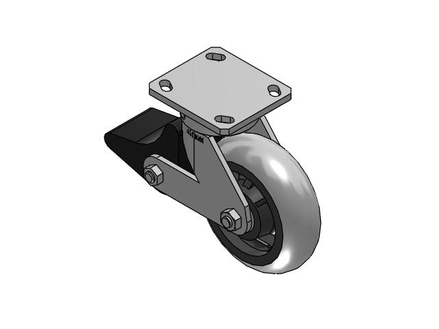 110 Series Kingpinless Top Plate Swivel Caster with 6 x 2 Grey Tread on Grey Core XP - X-treme Plus Solid Polyurethane Wheel and Poly Lock Integrated Brake
