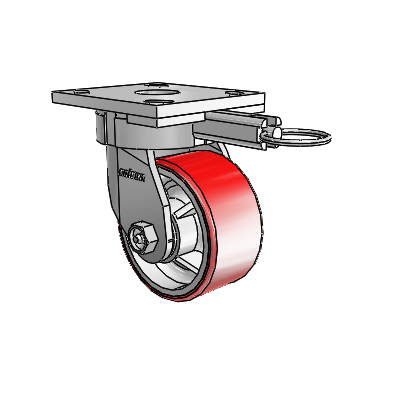 4 Series Kingpinless Casters Top Plate Swivel Caster with 4 x 2 Moldon Polyurethane (Cast Iron Core) wheel