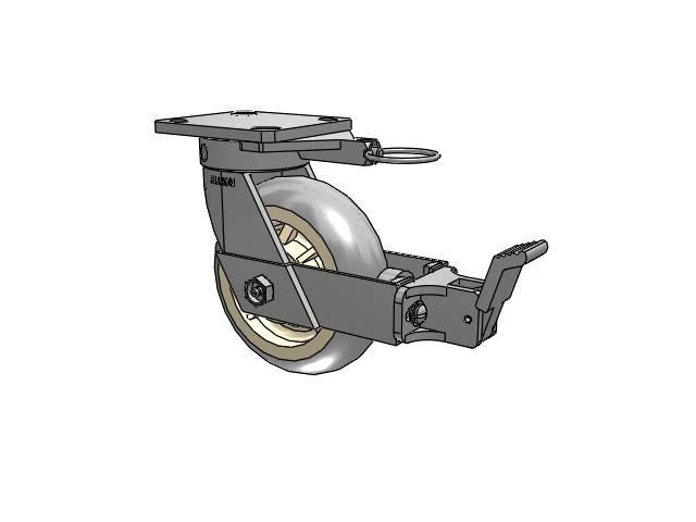 110 Series Kingpinless Top Plate Swivel Caster with 6 x 2 Grey Tread on Grey Core XR - X-tra Soft Rubber (Round) - Prevenz Antimicrobial Wheel and Face Brake