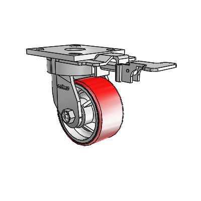 Roulettes sans pivot de la série 4 – Roulette pivotante à plaque supérieure équipée de 4 roues en polyuréthane Moldon (noyau en fonte) de type 4 x 2