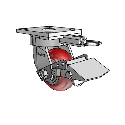 4 Series Kingpinless Casters Top Plate Swivel Caster with 4 x 2 CG Max Maroon wheel and Tread Lock Brake