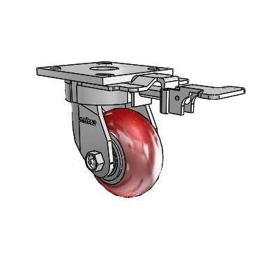 4 Series Kingpinless Casters Top Plate Swivel Caster with 4 x 2 CG Max Maroon wheel