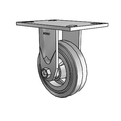 4 Series 1 1/2" Casters Top Plate Rigid Zinc with 5 x 1.5 Performa Rubber (Flat/Grey) Wheel