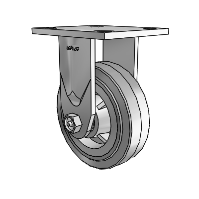 4 Series 1 1/2" Casters Top Plate Rigid Zinc with 5 x 1.5 Performa Rubber (Flat/Grey) Wheel
