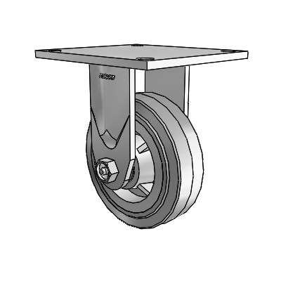 4 Series 1 1/2" Casters Top Plate Rigid Zinc with 5 x 1.5 Performa Rubber (Flat/Grey) Wheel