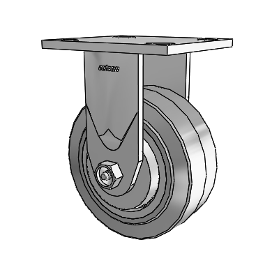4 Series 2 Inch Wide Casters Top Plate Rigid Caster with 5 x 2 Performa Rubber (Flat/Grey) Wheel