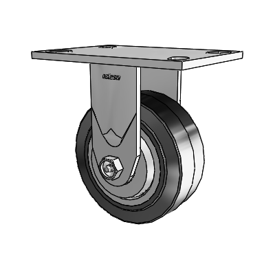 4 Series 2 Inch Wide Casters Top Plate Rigid Caster with 5 x 2 Performa Rubber (Flat/Black) Wheel