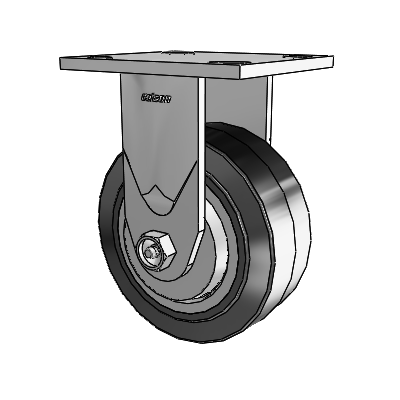 4 Series 2 Inch Wide Casters Top Plate Rigid Caster with 5 x 2 Performa Rubber (Flat/Black) Wheel