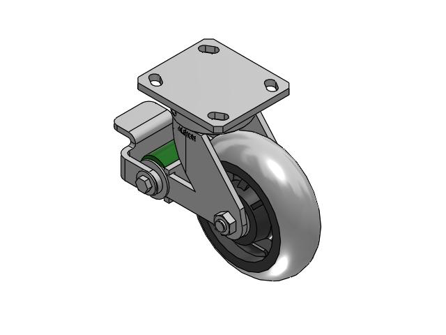 110 Series Kingpinless Top Plate Swivel Caster with 6 x 2 Grey Tread on Grey Core XP - X-treme Plus Solid Polyurethane Wheel and Poly Cam Brake