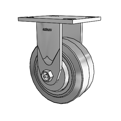 4 Series 2 Inch Wide Casters Top Plate Rigid Caster with 5 x 2 Performa Rubber (Flat/Grey) Wheel