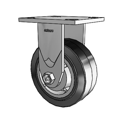 4 Series 2 Inch Wide Casters Top Plate Rigid Caster with 5 x 2 Performa Rubber (Flat/Black) Wheel