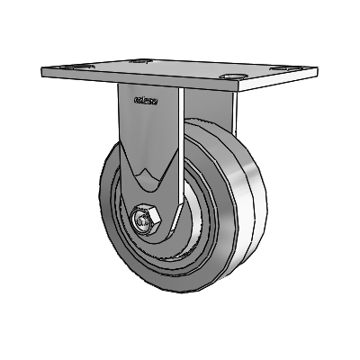 4 Series 2 Inch Wide Casters Top Plate Rigid Caster with 5 x 2 Performa Rubber (Flat/Grey) Wheel