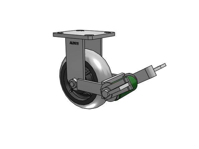 110 Series Kingpinless Top Plate Rigid Caster with 6 x 2 Grey Tread on Grey Core XP - X-treme Plus Solid Polyurethane Wheel and Poly Cam Brake