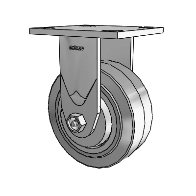 4 Series 2 Inch Wide Casters Top Plate Rigid Caster with 5 x 2 Performa Rubber (Flat/Grey) Wheel