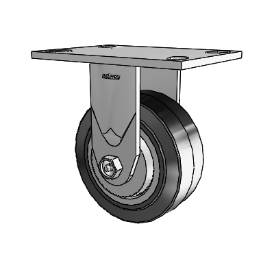 4 Series 2 Inch Wide Casters Top Plate Rigid Caster with 5 x 2 Performa Rubber (Flat/Black) Wheel