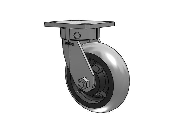 110 Series Kingpinless Top Plate Swivel Caster with 6 x 2 Grey Tread on Grey Core XP - X-treme Plus Solid Polyurethane Wheel