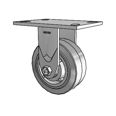 4 Series 2 Inch Wide Casters Top Plate Rigid Caster with 5 x 2 Performa Rubber (Flat/Grey) Wheel