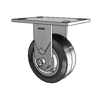 4 Series 2 Inch Wide Casters Top Plate Rigid Caster with 5 x 2 Performa Rubber (Flat/Black) Wheel
