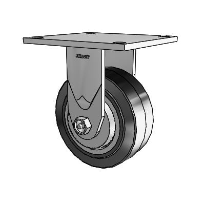 4 Series 2 Inch Wide Casters Top Plate Rigid Caster with 5 x 2 Performa Rubber (Flat/Black) Wheel
