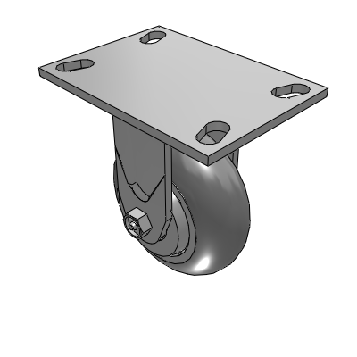 4 Series 2 Inch Wide Casters Top Plate Rigid Caster with 5 x 2 Performa Rubber (Round) Wheel