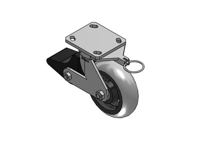 110 Series Kingpinless Top Plate Swivel Caster with 6 x 2 Grey Tread on Grey Core XP - X-treme Plus Solid Polyurethane Wheel and Poly Lock Integrated Brake