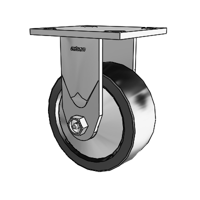 Série 4 : roulettes de 2 pouces de large, à plaque supérieure rigide, avec roue en polyoléfine de 5 x 2