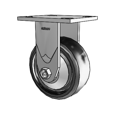 Série 4 : roulettes de 2 pouces de large, à plaque supérieure rigide, équipées d'une roue en élastomère plein Endura de 5 x 2
