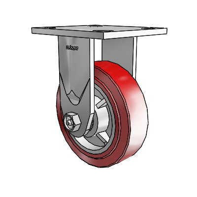 4 Series 1 1/2" Casters Top Plate Rigid Zinc with 5 x 1.5 Polyurethane HI-TECH Wheel