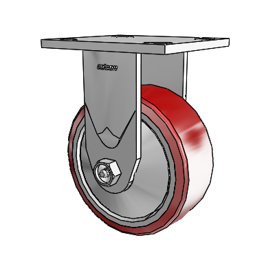 4 Series 2 Inch Wide Casters Top Plate Rigid Caster with 5 x 2 Moldon Polyurethane (Aluminum Core) Wheel