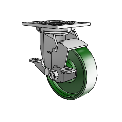 4 Series 1 1/2" Casters Top Plate Swivel Zinc with 5 x 1.5 Cast Iron Wheel and Top Lock Brake