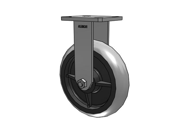 110 Series Kingpinless Top Plate Rigid Caster with 8 x 2 Grey Tread on Grey Core XP - X-treme Plus Solid Polyurethane Wheel